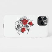 Mechanische haling met rode rozen iPhone hoesje (Achterkant horizontaal)