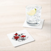 Mechanische haling met rode rozen kartonnen onderzetters (Insitu)