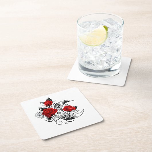 Mechanische haling met rode rozen kartonnen onderzetters (Insitu)