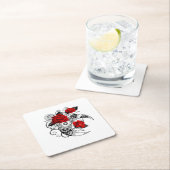 Mechanische haling met rode rozen kartonnen onderzetters (Insitu)