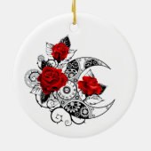 Mechanische haling met rode rozen keramisch ornament (Achterkant)