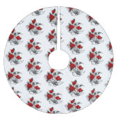 Mechanische haling met rode rozen kerstboom rok (Voorkant)