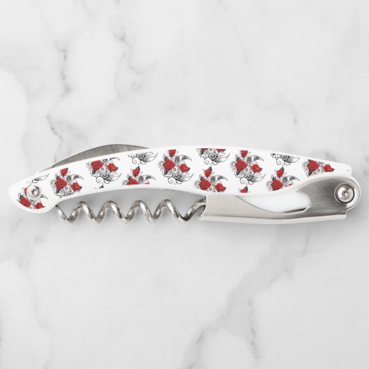 Mechanische haling met rode rozen kurkentrekker (Achterkant)