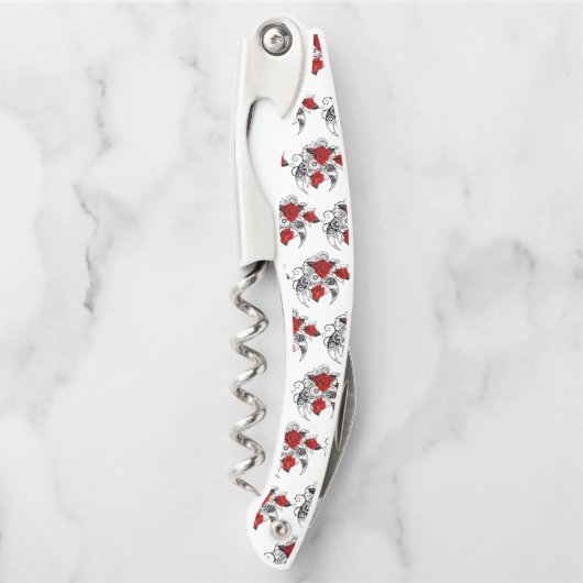 Mechanische haling met rode rozen kurkentrekker (Voorkant)