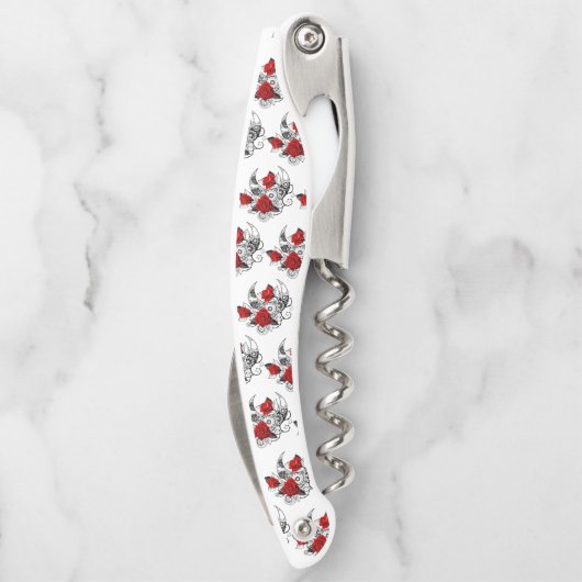 Mechanische haling met rode rozen kurkentrekker (Achterkant)