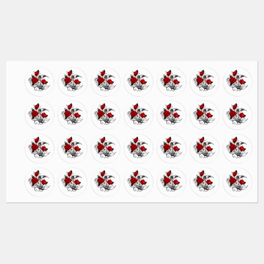 Mechanische haling met rode rozen labels (Vel)