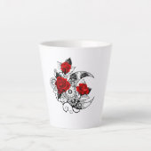 Mechanische haling met rode rozen latte mok (Voorkant)