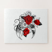 Mechanische haling met rode rozen legpuzzel (Horizontaal)