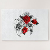 Mechanische haling met rode rozen legpuzzel (Horizontaal)