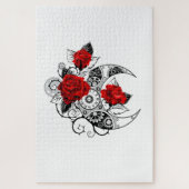 Mechanische haling met rode rozen legpuzzel (Verticaal)