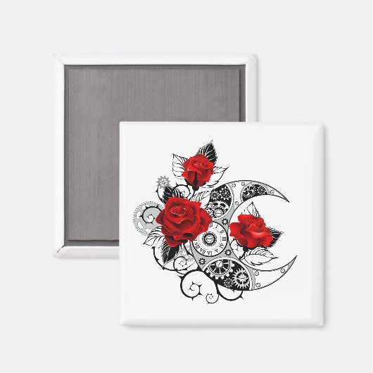 Mechanische haling met rode rozen magneet (Voorkant / Achterkant)