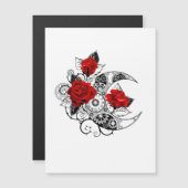 Mechanische haling met rode rozen magnetische uitnodiging (Voorkant / Achterkant)