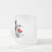 Mechanische haling met rode rozen matglas koffiemok (Voorkant links)