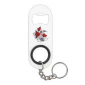 Mechanische haling met rode rozen mini flessenopener (Achterkant)