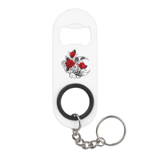 Mechanische haling met rode rozen mini flessenopener (Achterkant)