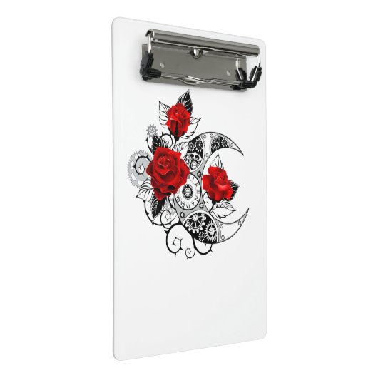 Mechanische haling met rode rozen mini klembord (Schuin)