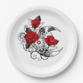 Mechanische haling met rode rozen papieren bordje (Voorkant)