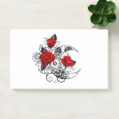 Mechanische haling met rode rozen post-it® notes (Kantoor)