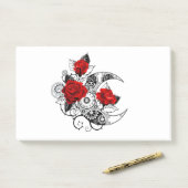 Mechanische haling met rode rozen post-it® notes (Op bureau)