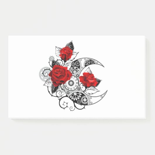 Mechanische haling met rode rozen post-it® notes (Voorkant)