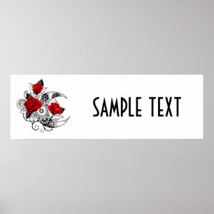 Mechanische haling met rode rozen poster