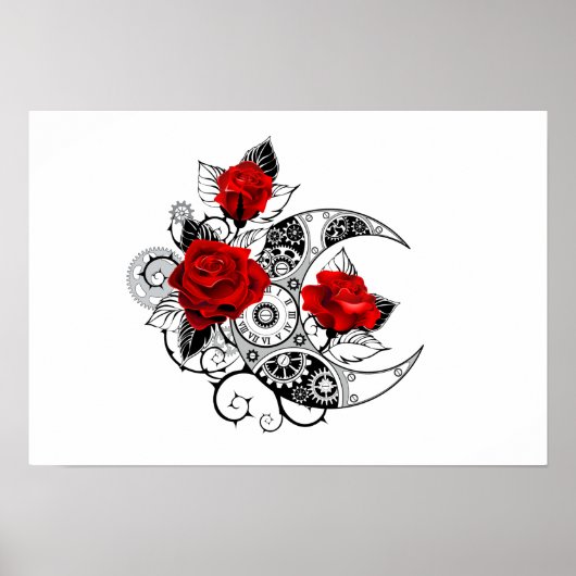 Mechanische haling met rode rozen poster (Voorkant)