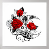 Mechanische haling met rode rozen poster (Voorkant)