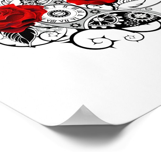 Mechanische haling met rode rozen poster (Hoek)