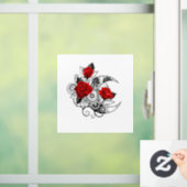Mechanische haling met rode rozen raamsticker (Huis)
