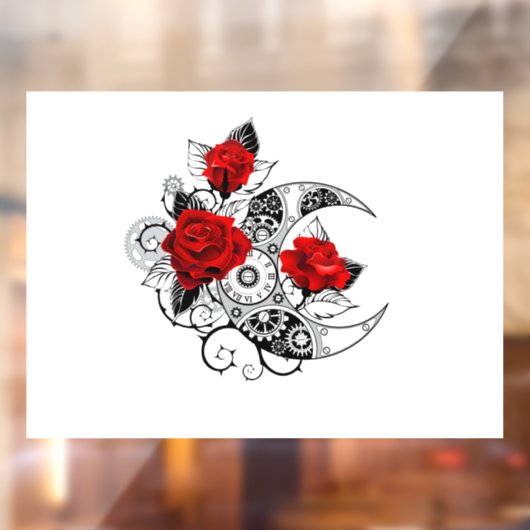 Mechanische haling met rode rozen raamsticker (Vel 2)