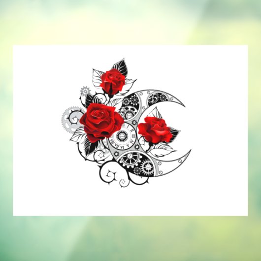 Mechanische haling met rode rozen raamsticker (Vel 3)