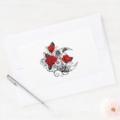 Mechanische haling met rode rozen rechthoekige sticker (Envelop)