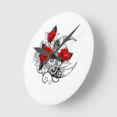 Mechanische haling met rode rozen ronde klok (Hoek)