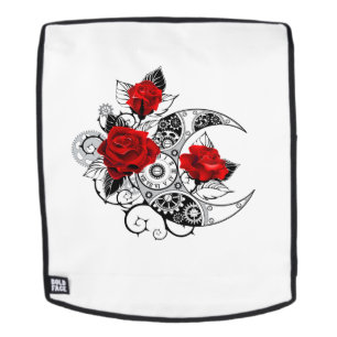 Mechanische haling met rode rozen rugtassen