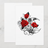 Mechanische haling met rode rozen save the date (Voorkant / Achterkant)