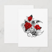 Mechanische haling met rode rozen save the date (Voorkant / Achterkant)