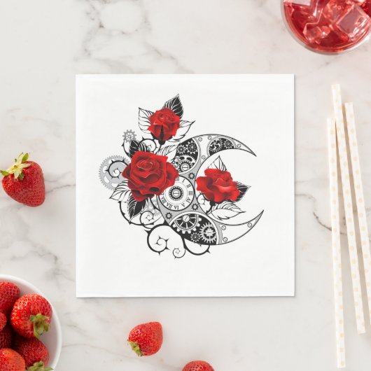 Mechanische haling met rode rozen servet (Insitu)