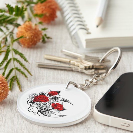 Mechanische haling met rode rozen sleutelhanger (Voorkant Rechts)