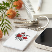 Mechanische haling met rode rozen sleutelhanger (Voorkant Rechts)