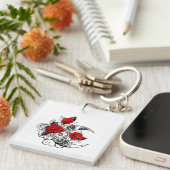 Mechanische haling met rode rozen sleutelhanger (Voorkant Rechts)