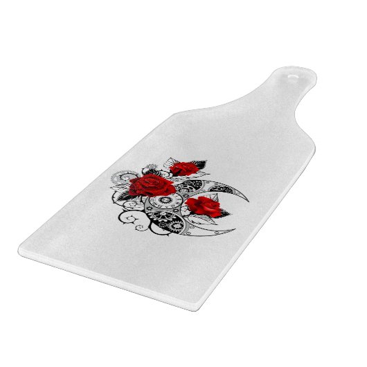 Mechanische haling met rode rozen snijplank (Hoek)