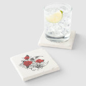 Mechanische haling met rode rozen stenen onderzetter (Zijkant)