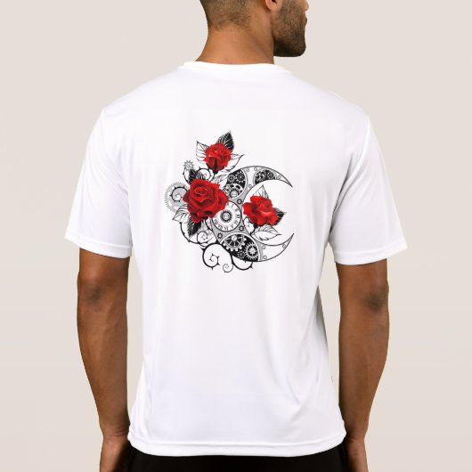 Mechanische haling met rode rozen t-shirt (Achterkant)