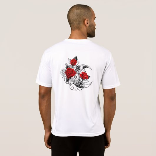 Mechanische haling met rode rozen t-shirt (Achterkant volledig)