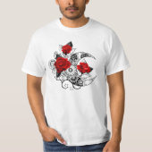 Mechanische haling met rode rozen t-shirt (Voorkant)