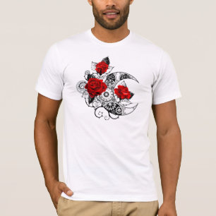 Mechanische haling met rode rozen t-shirt