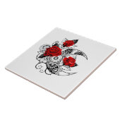 Mechanische haling met rode rozen tegeltje (Zijkant)