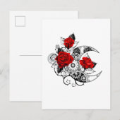 Mechanische haling met rode rozen uitnodiging briefkaart (Voorkant / Achterkant)