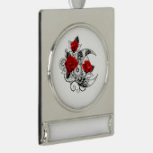 Mechanische haling met rode rozen verzilverd banner ornament (Rechts)