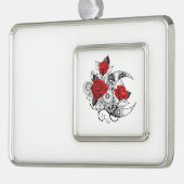 Mechanische haling met rode rozen verzilverd omlijst ornament (Links)